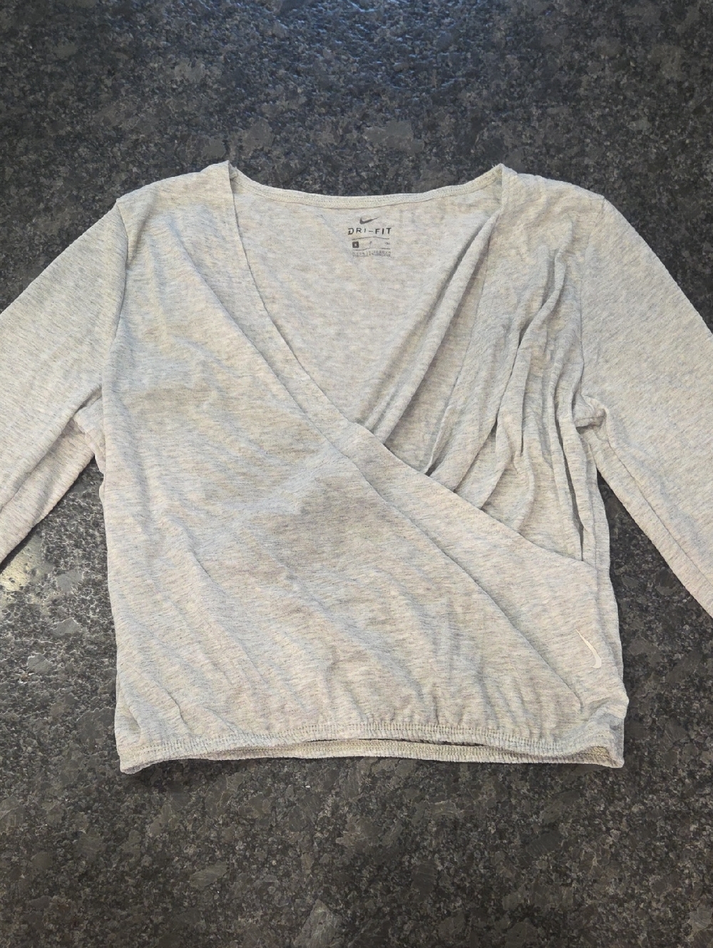 Nike Light Gray Wrap-Style Long Sleeve Top